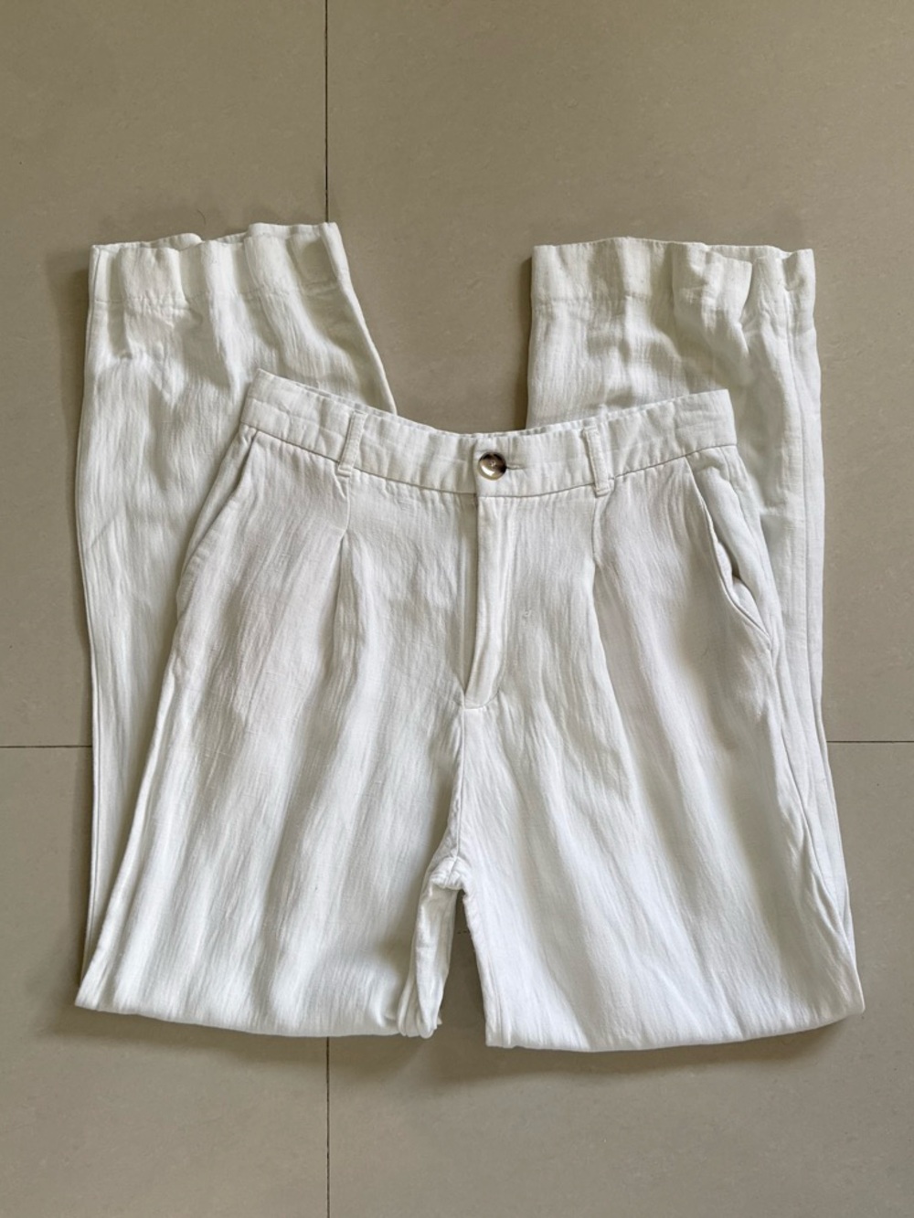 Zara White Linen Trouser Pants